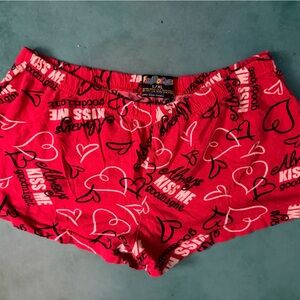 Red Heart-Print Sleep Shorts